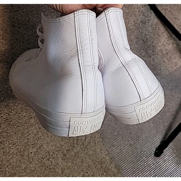 Converse Chuck Taylor Hi Leather Tri-White Men’s 13/Women’s 15 Preppy Grunge - Picture 7 of 8
